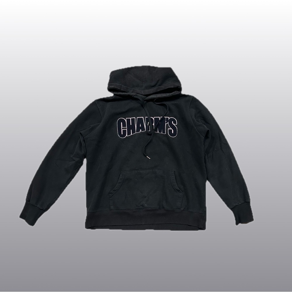 DESIGNER Black Hoodie with Charms Logo Sz XL